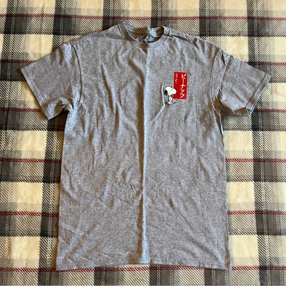 Peanuts Gray Snoopy Tee with Red Accent
